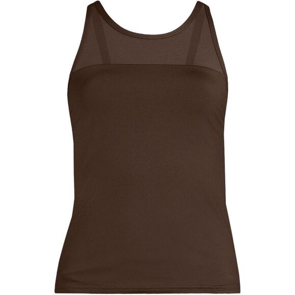 Land's End plus size Tankini high neck power mesh liner soft cup Rich Coffee Var - Picture 8 of 9